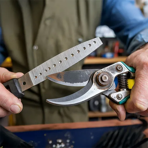 Sharpening hand pruners
